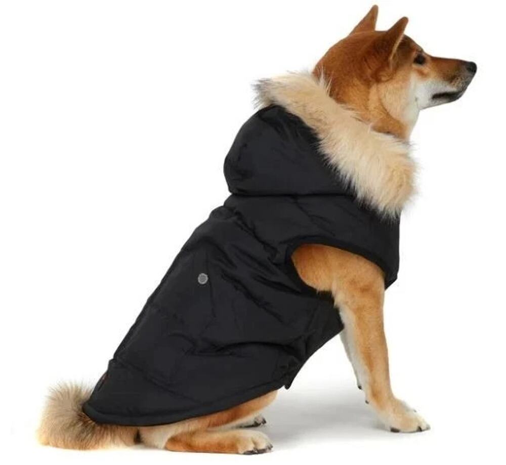 Pajar Pup Large Dog Jacket Quilted Fleece Lined Faux Fur Hood Barnard Black